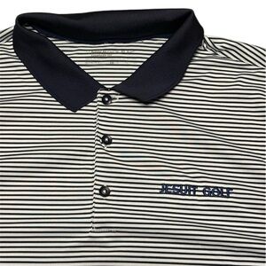 Nike Golf Polo Navy Blue and White Striped Jesuit golf Men’s XL